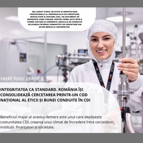 Integritatea ca standard. Codul național de etică și bună conduită în cercetare, dezvoltare și inovare