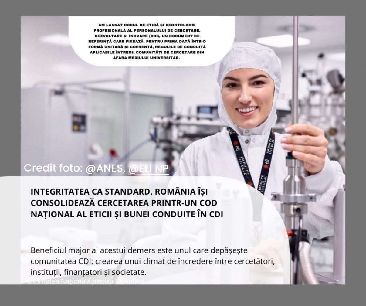 Integritatea ca standard. Codul național de etică și bună conduită în cercetare, dezvoltare și inovare